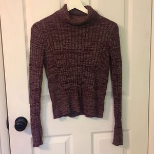 Ribbed, Cropped Cozy Turtleneck in dark purple & Grey Heather from Aeropostale